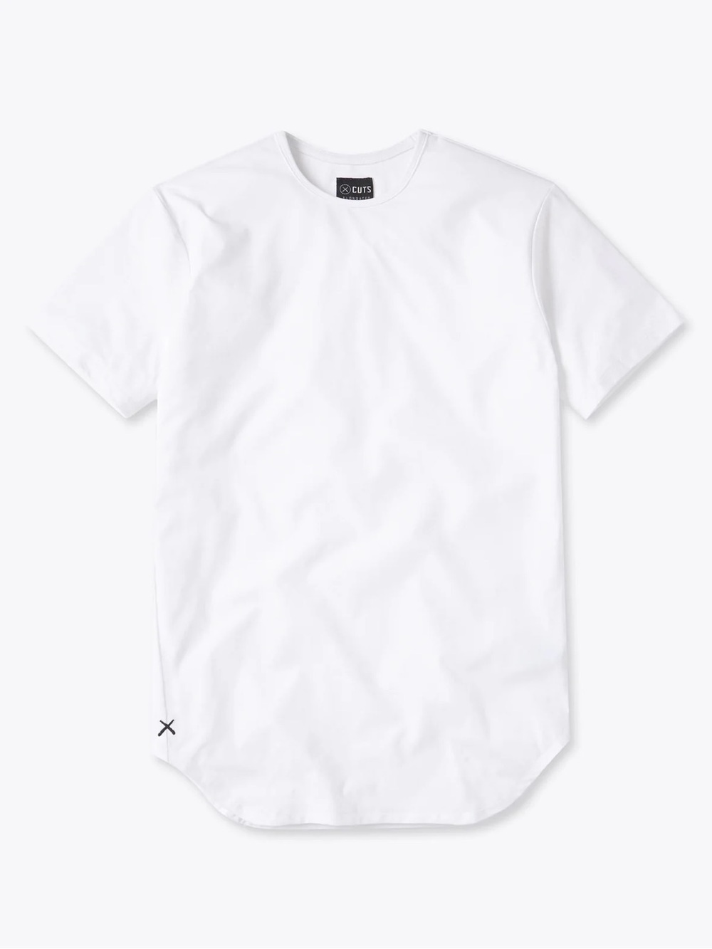 White Curved Hem Crewneck T-Shirt - Men